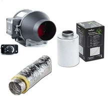 Ventilation kit GOOD FAN100mm 350m3/h + Prima Klima carbon filter + insulated duct