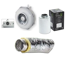 Can Fan RKLS FI125MM 370M3 / H ventilation kit + Prima Klima carbon filter 360-480 m3 / H + Duct