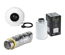 Ventilation set, radial fan Prima Klima Whisperblower - 150/160mm / 720m3/h + Carbon Filter 150mm + Ventilation duct