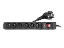 Power extension cord, 6 sockets with grounding and a power switch - 3m