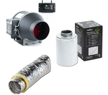 Ventilation kit GOOD FAN 100mm 350m3/h + Prima Klima carbon filter 360-480 m3/h + insulated duct