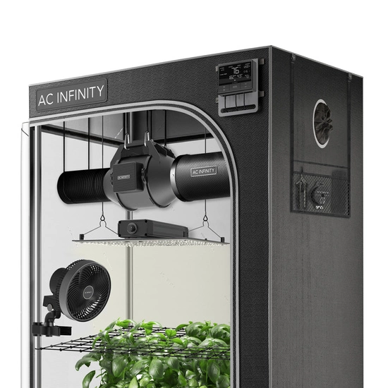 AC Infinity Complete Grow Tent Kit 60x60x180 cm with Full Spectrum LED Grow Light and integrated smart controls for ventialtion and circulation