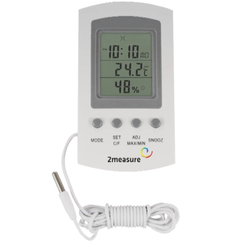 Electronic weather station with detector - a thermometer / hygrometer with a clock