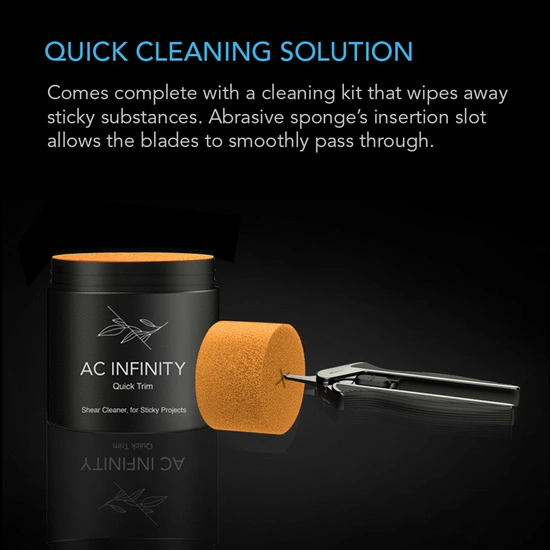 AC Infinity Stainless Steel Pruning Shear with Cleaning Kit, Ergonomic Lightweight, 6.6” Straight Blades 17cm