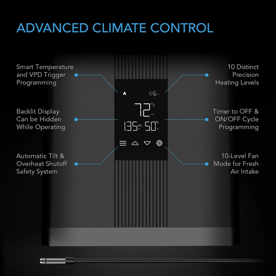 AC Infinity THERMOFORGE T3 – Plant Heater, 10 Heat Levels, Tubing for Grow Tent Extension, Smart VPD Controls