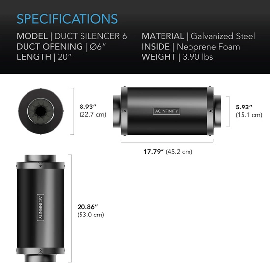 AC Infinity Inline Duct Silencer 150mm | high-quality 