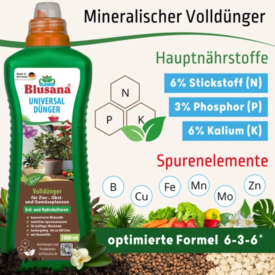 Blusana Universal Liquid Fertilizer 250ml - perfect for ornamental plants, fruits, and vegetables