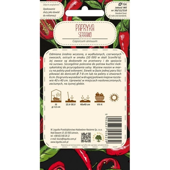 Papryka/Capsicum annuum/Serrano/czerwone/0.15g