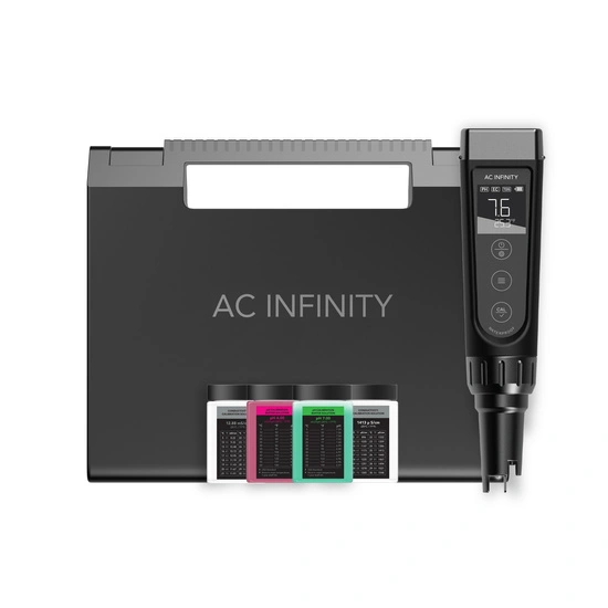 AC Infinity Hydroponic Meter PRO Kit – All-in-One pH Pen (EC, TDS, temp.) with calibration solutions