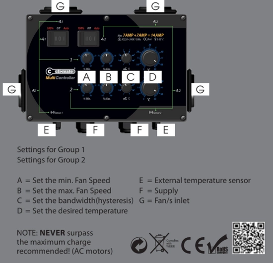 Climate controller Cli-mate MC-12-12 2x12A - speed controller for 4 fans