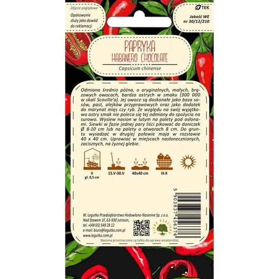 Papryka chińska/Capsicum chinense/Habanero Chocolate/brązowe/0.15g