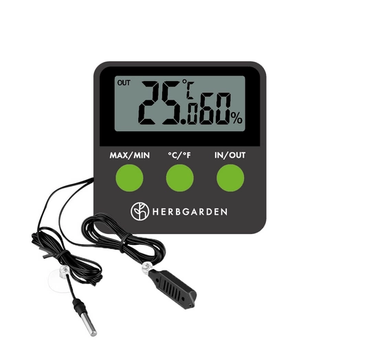 Herbgarden Temp & Humi Meter - IN/OUT electronic thermometer & hygrometer with 2 sensors