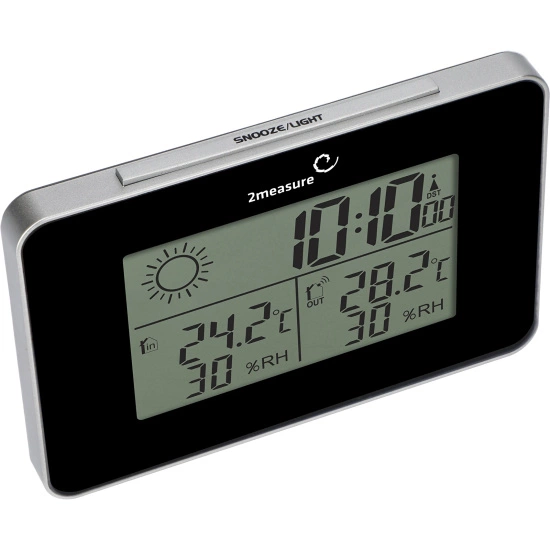 2measure RCC weather station – electronic, wireless, illuminated with wireless sensor, black