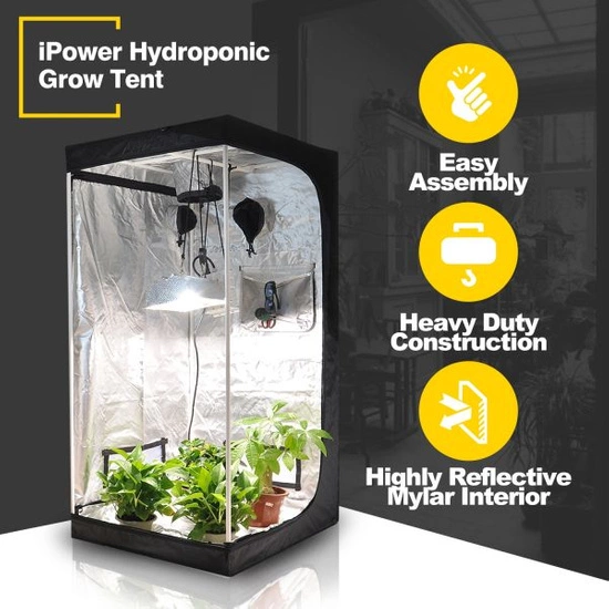 iPower Silver grow tent 80x80x160cm Silver Mylar cultivation tent