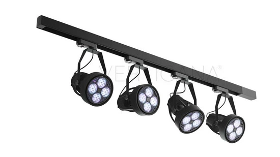 Lighting kit VERTICANA® 4x light bulb rail holder | BLACK | 45° lens 