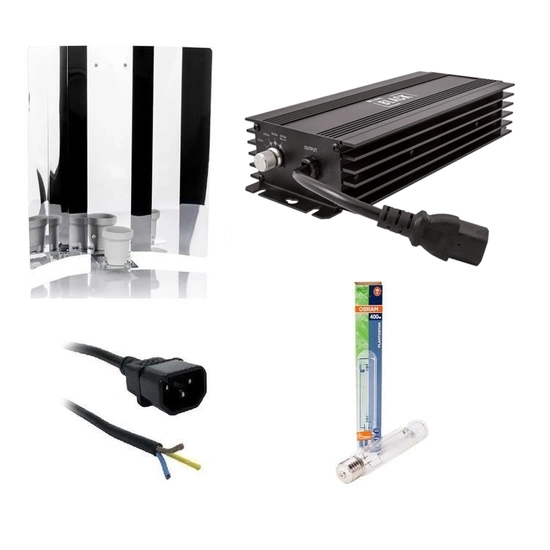 Zestaw HPS 400W: ballast elektroniczny LUMII BLACK 600W + Osram PlantaStar DUAL 400W + Odbłyśnik + kabel 2,5m