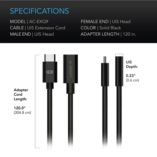 AC Infinity UIS to UIS Extension Cable, Female to Male, 10 ft.