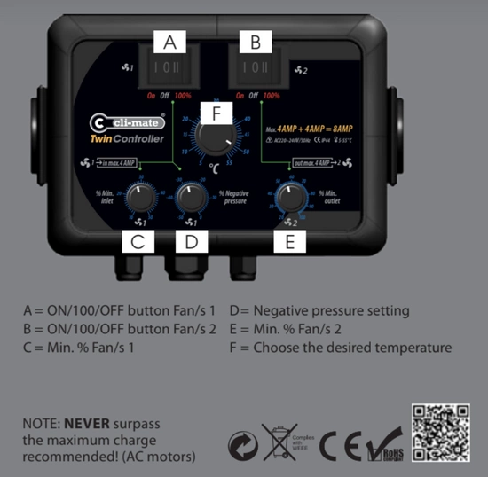 Temperature and fan speed regulator Cli-mate TW-12 - for 2 fans