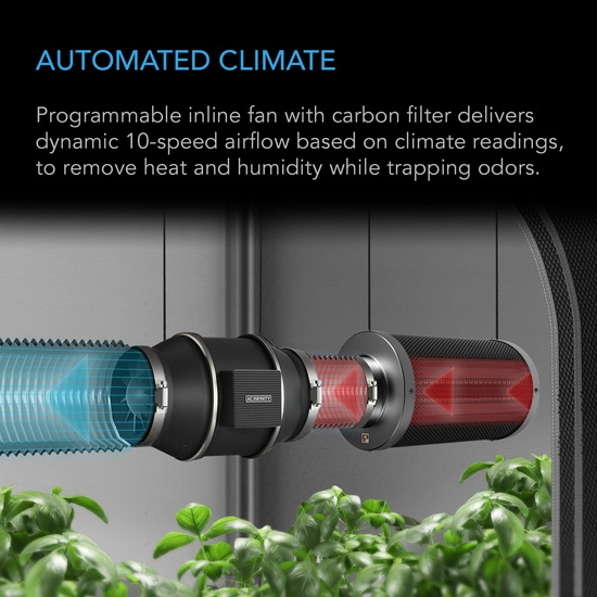 Zestaw uprawowy growbox AC Infinity 120x120x200cm - gotowy zestaw do uprawy z wentylacją, filtrem i lampą IONFRAME EVO6 500W 3.14 µmol/J 