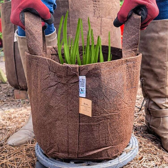 Growbag Root Pouch fabric pot 28x26cm 16L with handles brown