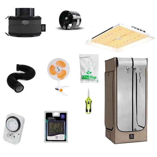Growbox zestaw Namiot 70x70x170 + Wentylator airRoxy quiet 125mm 158m3 +  Filtr węglowy Croco Filters Flat 80-120m3/h fi 125mm