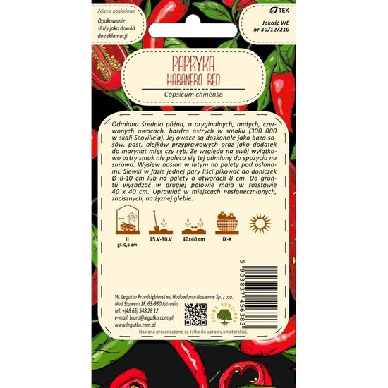 Chinese peppers / Capsicum chinense / Habanero red / red / 0.15 g