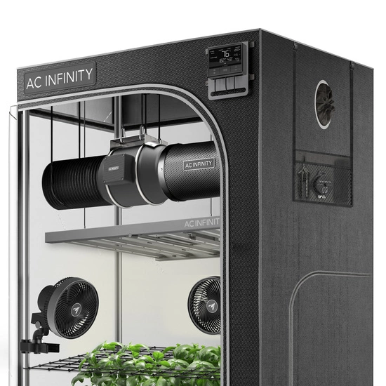 Zestaw uprawowy growbox AC Infinity 120x120x200cm - gotowy zestaw do uprawy z wentylacją, filtrem i lampą IONFRAME EVO6 500W 3.14 µmol/J 