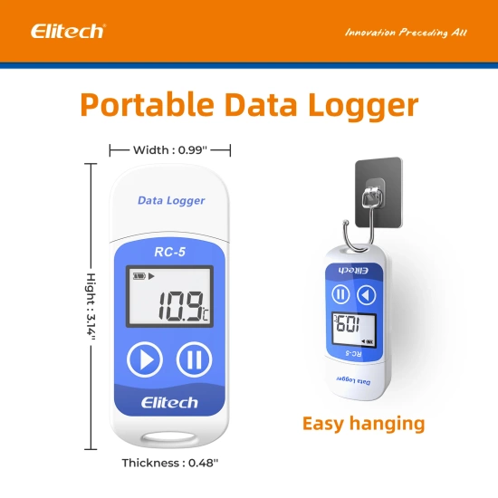 Elitech Przenośny rejestrator temperatury USB RC-5 z ekranem | data logger