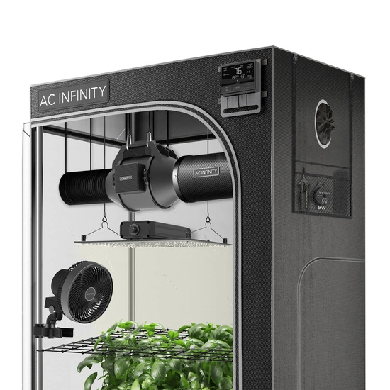 AC Infinity Complete Grow Tent Kit 90x90x180 cm with Full Spectrum LED Grow Light and integrated smart controls for ventialtion and circulation