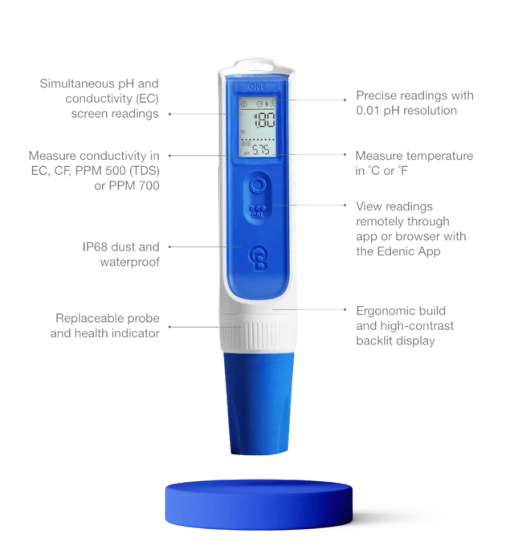 Bluelab One Pen - pH, temperature and EC solution meter with IP68 resistance class