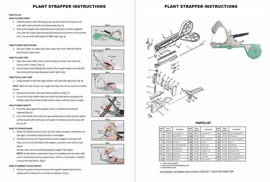 Plant Strapper Set - zszywacz do roślin + zestaw 2 wstążek i zszywek | Przyrząd do wiązania roślin