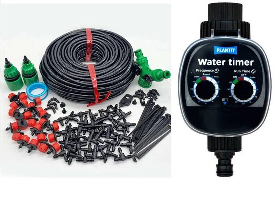 Complete irrigation kit - 30m pipe + 30 drippers + timer