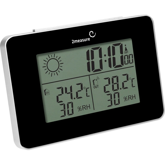 2measure RCC weather station – electronic, wireless, illuminated with wireless sensor, black