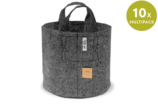 Multipack Root Pouch fabric pot 40x30cm 39L with handles grey 10 units