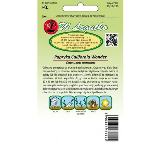 California Wonder Peppers 0,5 g czerwona