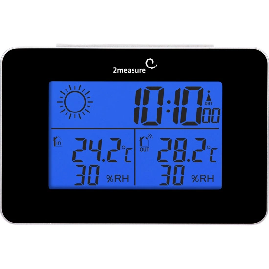 2measure RCC weather station – electronic, wireless, illuminated with wireless sensor, black