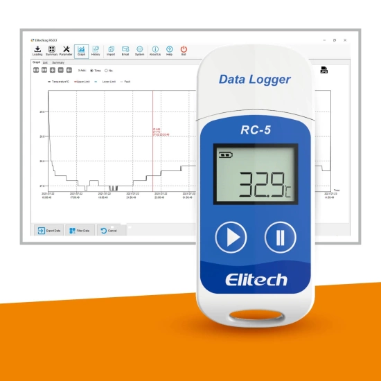 Elitech Przenośny rejestrator temperatury USB RC-5 z ekranem | data logger