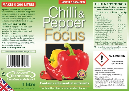 Growth Technology Chilli & Pepper Focus 1l - nutrient for chilli peppers