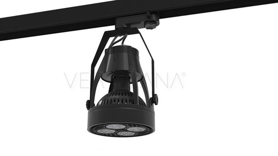 Lighting kit VERTICANA® 4x light bulb rail holder | BLACK | 45° lens 