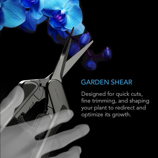 AC Infinity Stainless Steel Pruning Shear with Cleaning Kit, Ergonomic Lightweight, 6.6” Straight Blades 17cm