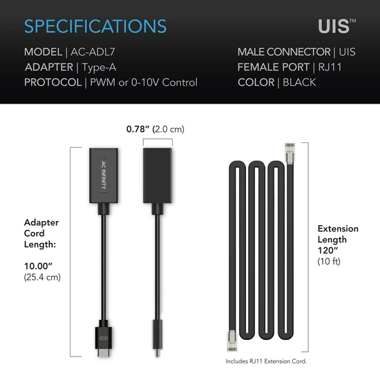 AC Infinity AC-ADS7 Adapter do wspólnego programowania, Rozdzielacz UIS Hub 4-Portowy