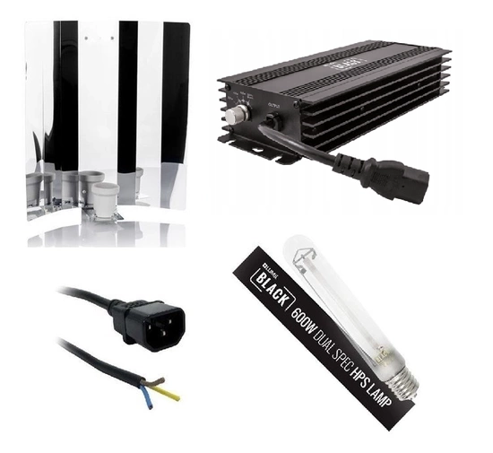 Kompletny zestaw HP 600W Elektroniczny balast Lumii Black 600W + HPS Lumii Black 600W + Odbłyśnik + przewód